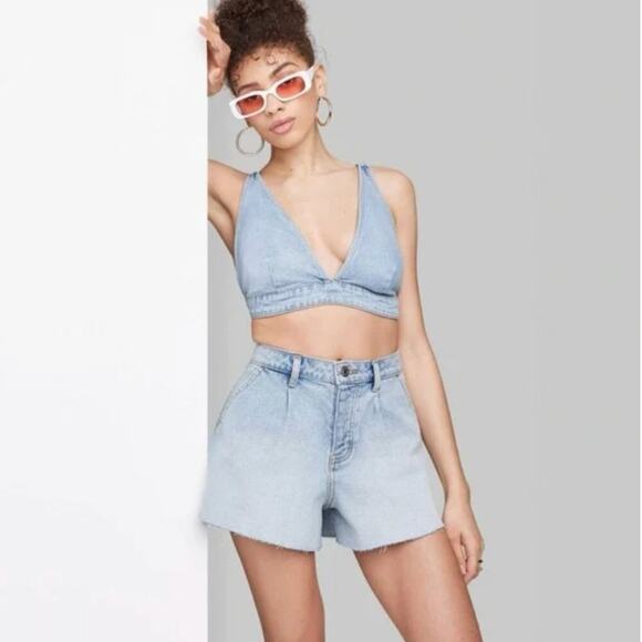 wild fable Tops - Wild Fable Light Blue Denim Bralette Top